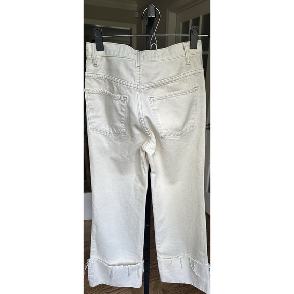 J Brand Joan Crop Jeans Women's Size 24 White Macadamia Frayed Hem Straight Leg - Picture 6 of 10